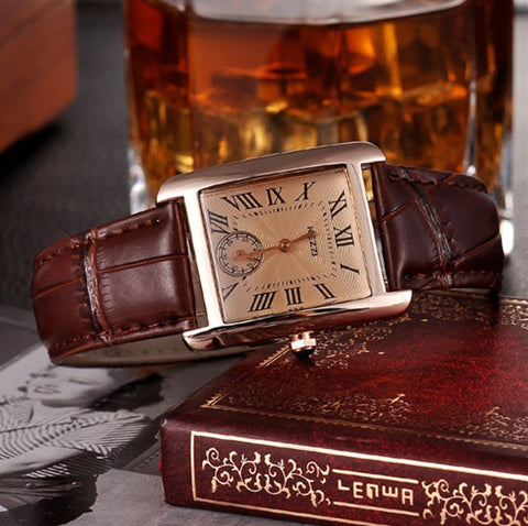 Leather Strap Fashion Gold Dress Watch