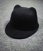 Cat Ears Wool Derby Bowler Cap